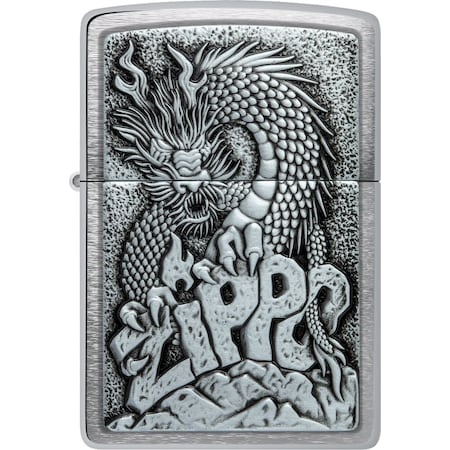 Zippo 2024 Zippo 200 Zippo Dragon Design Emblem, Brushed Chrome ZIP-48902